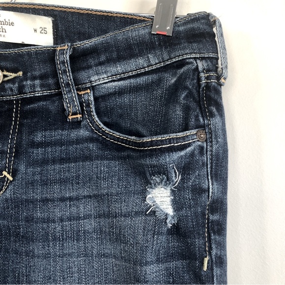 Abercrombie & Fitch Low Rise Distressed Slim Straight Jeans, Size 0, Waist 25 - Picture 7 of 16
